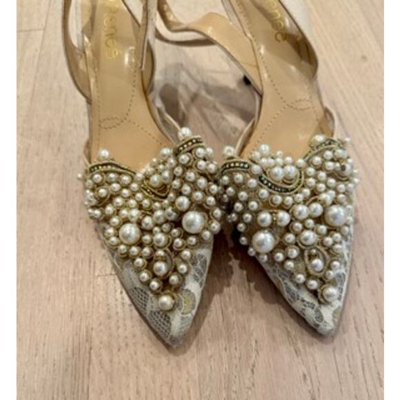 J.Renee Cream and Gold Heels with Pearl Embellishments - Picture 4 of 9